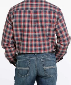 Men's Cinch Navy Plaid Long Sleeve Shirt