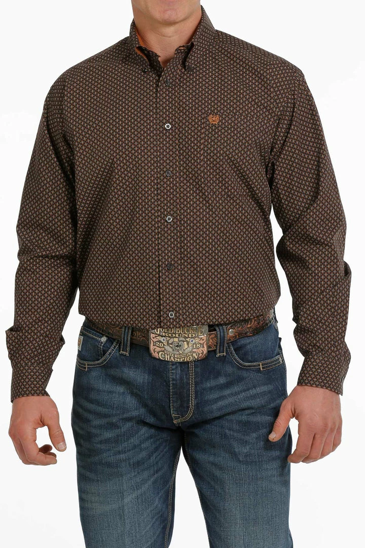 Men's Cinch Brown Print Long Sleeve Button Down Shirt 1 Men's Cinch Brown Print Long Sleeve Button Down Shirt