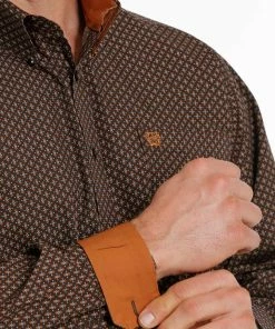 Men's Cinch Brown Print Long Sleeve Button Down Shirt 5 Men's Cinch Brown Print Long Sleeve Button Down Shirt