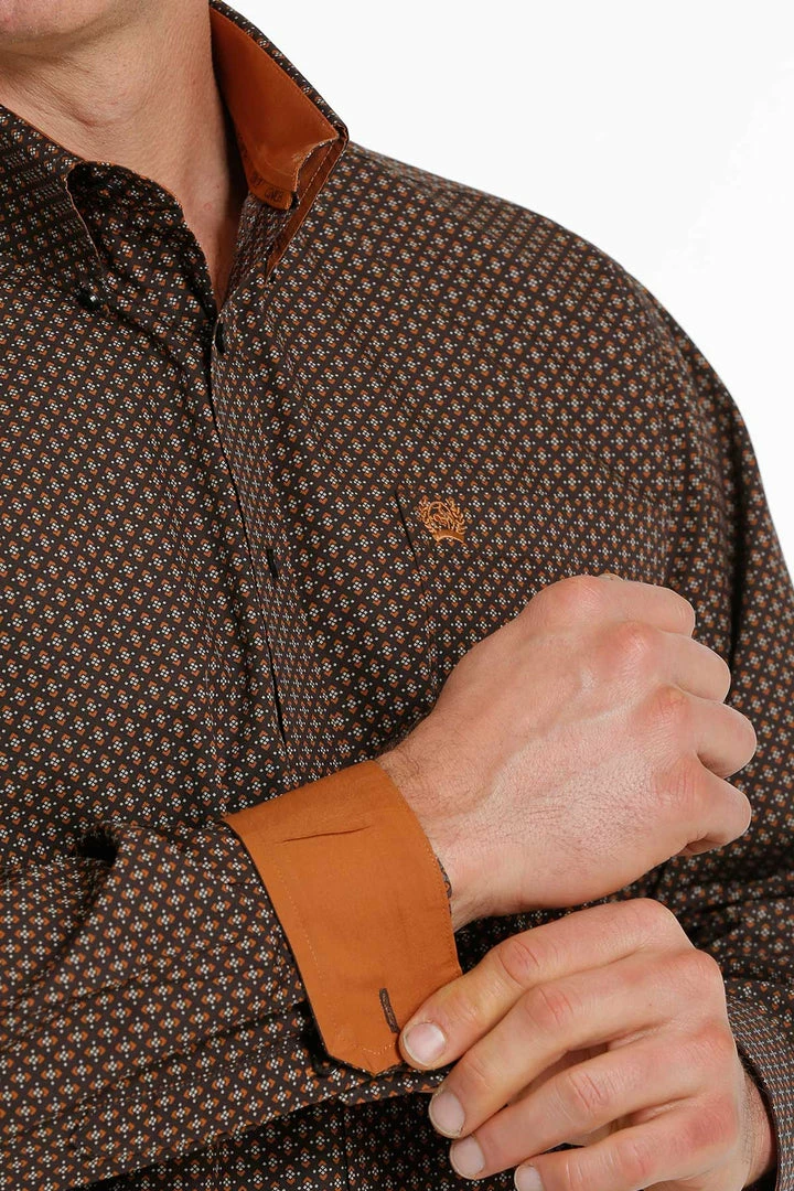 Men's Cinch Brown Print Long Sleeve Button Down Shirt 3 Men's Cinch Brown Print Long Sleeve Button Down Shirt