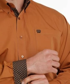 Men's Cinch Copper Solid Long Sleeve Western Shirt