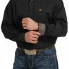 Long Sleeve Shirts Men's Cinch Black Solid Long Sleeve Western Shirt