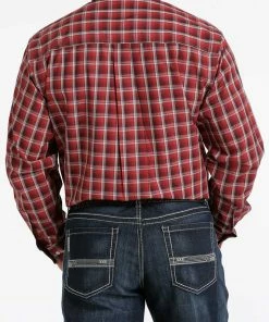 Long Sleeve Shirts Men's Cinch Coral Plaid Long Sleeve Button Down Shirt