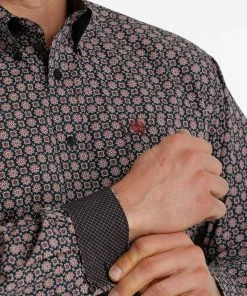 Long Sleeve Shirts Men's Cinch Black Print Long Sleeve Shirt