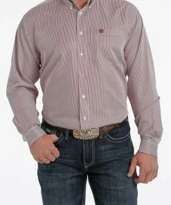Men's Cinch White Stripe Long Sleeve Button Down Shirt