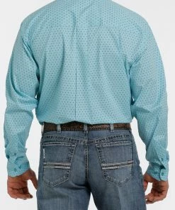 Men's Cinch Turquoise Print Long Sleeve Shirt Long Sleeve Shirts