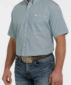 Men's Cinch Teal Print Short Sleeve Shirt