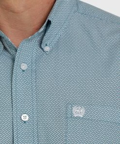 Men's Cinch Teal Print Short Sleeve Shirt