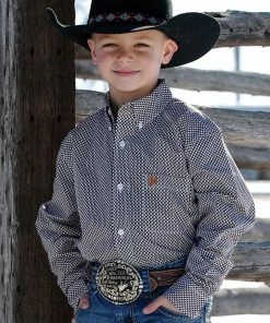 Boys Cinch White Print Long Sleeve Button Down Shirt Boy's Western Shirts
