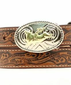 Kid's M & F Floral Belt W/Bull Rider Buckle