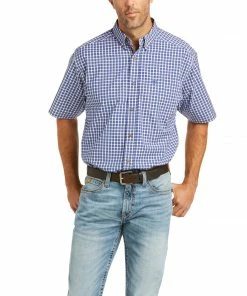 Men's Ariat Brock Prussian Blue Long Sleeve Shirt