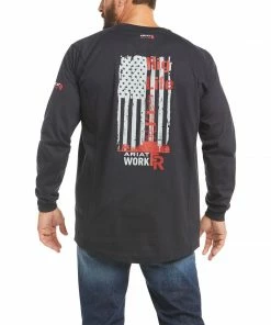Fire Resistant Clothing Men's Ariat FR Air Rig Life Graphic Long Sleeve Black Shirt