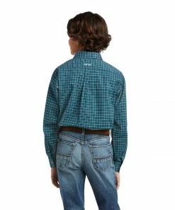 Boys Ariat Pro Declan Classic Deep Pacific Long Sleeve Shirt