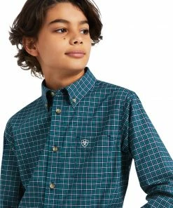 Boys Ariat Pro Declan Classic Deep Pacific Long Sleeve Shirt
