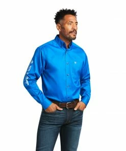 Frey Outfitters Men's Ariat Team Logo Blue Long Sleeve Shirt