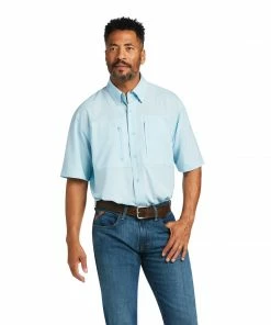 Men's Ariat VentTek Classic Crystal Blue Short Sleeve Shirt Short Sleeve Shirts