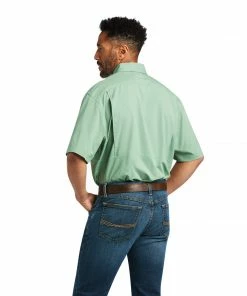 Short Sleeve Shirts Men's Ariat VentTek Classic Turf Green Short Sleeve Shirt
