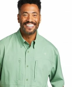 Short Sleeve Shirts Men's Ariat VentTek Classic Turf Green Short Sleeve Shirt