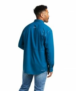 Men's Ariat VentTek Outbound Fluid Teal Long Sleeve Shirt Long Sleeve Shirts