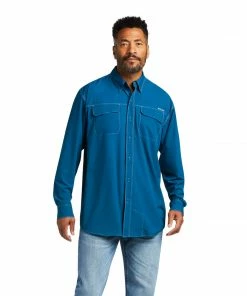 Men's Ariat VentTek Outbound Fluid Teal Long Sleeve Shirt Long Sleeve Shirts