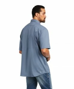 Short Sleeve Shirts Men's Ariat VentTek Classic Folkstone Gray Short Sleeve Shirt
