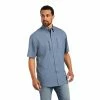 Short Sleeve Shirts Men's Ariat VentTek Classic Folkstone Gray Short Sleeve Shirt