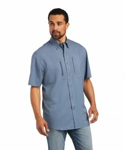 Short Sleeve Shirts Men's Ariat VentTek Classic Folkstone Gray Short Sleeve Shirt