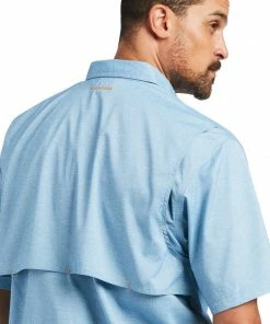 Short Sleeve Shirts Men's Ariat Rebar Made Tough VentTek Durastretch Short Sleeve Deep Water Heather Shirt