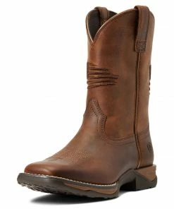Youth Ariat Anthem Patriot Distressed Brown Kids Boots