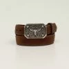 M & F Belts Boys 3D 1 1/4" Brown Long Horn Buckle