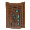 M & F Wallets Turquoise Floral Tooled Wallet