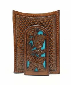 M & F Wallets Turquoise Floral Tooled Wallet
