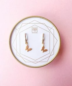 BB Lila "Flutters" Gold Huggies W/Drop Accents Jewelry